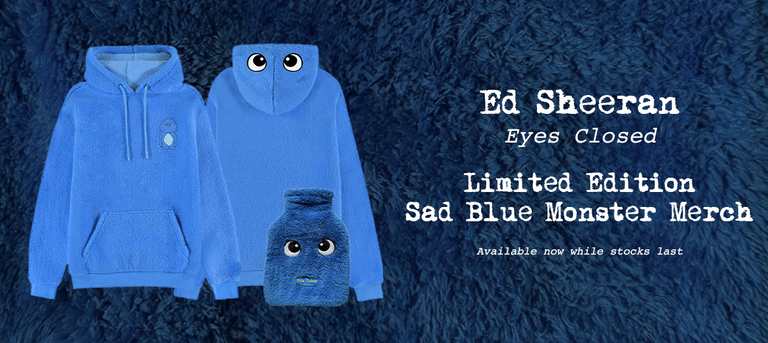 Limited edition sad blue monster merch. Available now while stocks last.