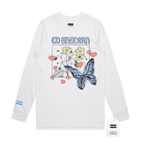 Wild Hearts and Butterflies White Longsleeve (M)