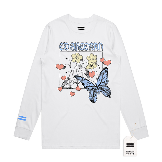 (M) Wild Hearts and Butterflies White Longsleeve