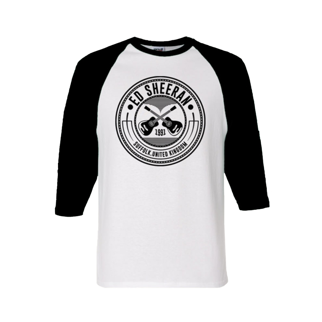 Crossed Guitar Baseball T-Shirt